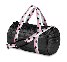 Load image into Gallery viewer, Black with Pink and White Stripe Duffle
