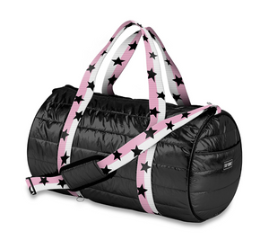 Black with Pink and White Stripe Duffle
