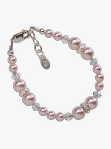 Girls Sterling Silver Pink Pearl Bracelet