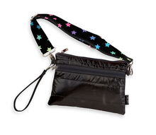 Load image into Gallery viewer, Puffer Crossbody Bag Black with Stars
