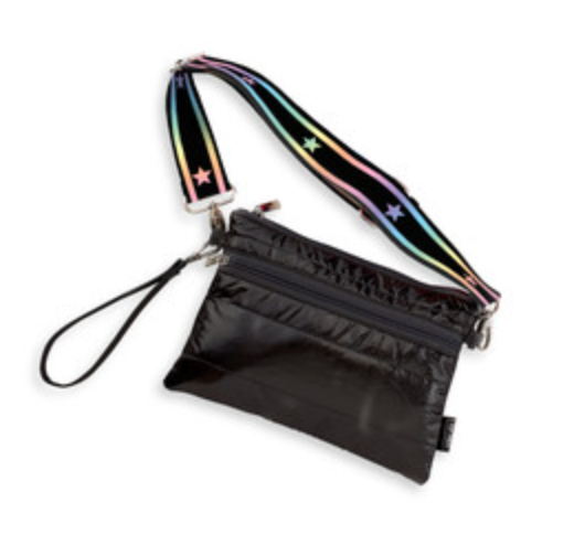 Black Crossbody Bag With Gradient Straps