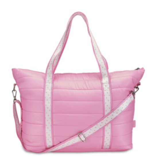 Pink Puffer Tote Heart Strap