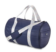 Load image into Gallery viewer, Navy Puffer Duffle with Multi Star Strap
