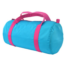 Load image into Gallery viewer, Aqua with Pink Straps Medium Duffle
