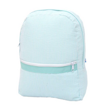 Load image into Gallery viewer, Mint Seersucker Backpack
